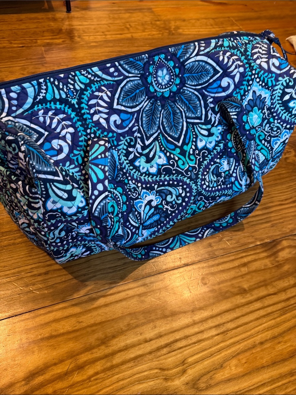 Vera Bradley Navy and Turquoise Floral Quilted Travel Bag
